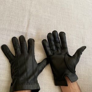 •NEW Men’s Black Cabretta Leather Gloves Size L NWOT